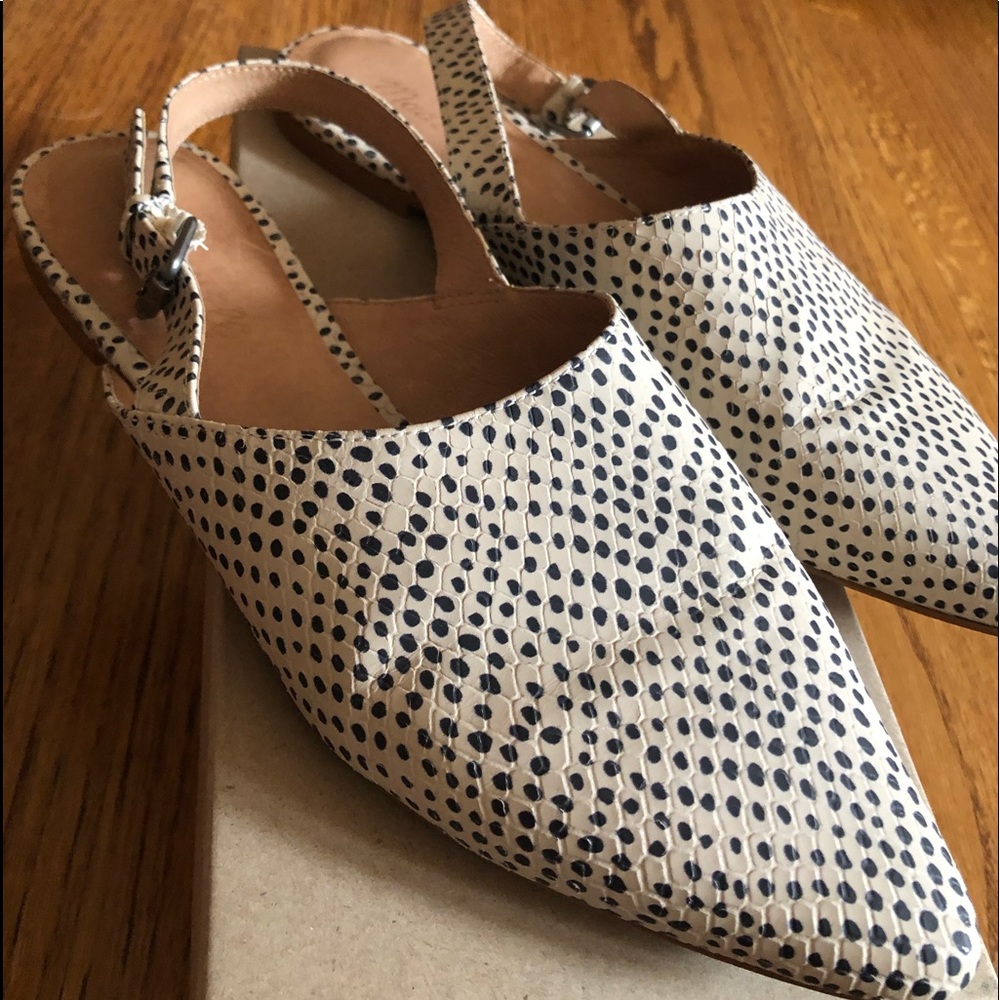Madewell Sling back Flats in snake print leather